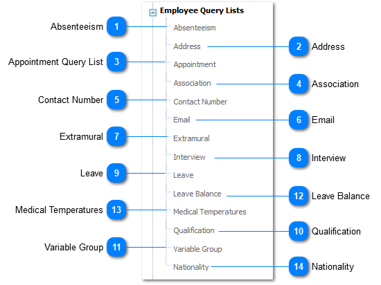 Employee Query Lists