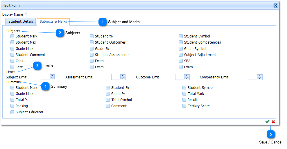 Add Setup Subjects & Marks