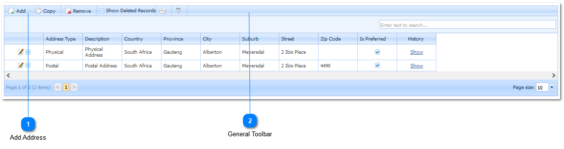 Addresses Tab