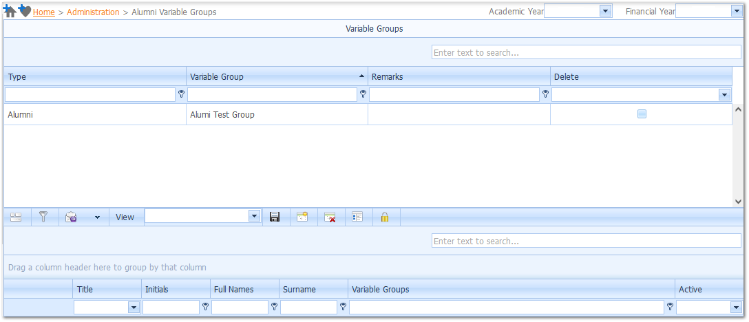 Alumni Variable Groups