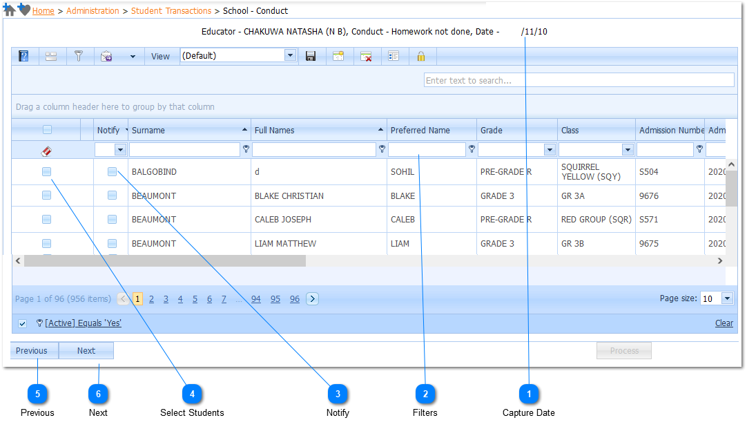 Conduct Capturing Page