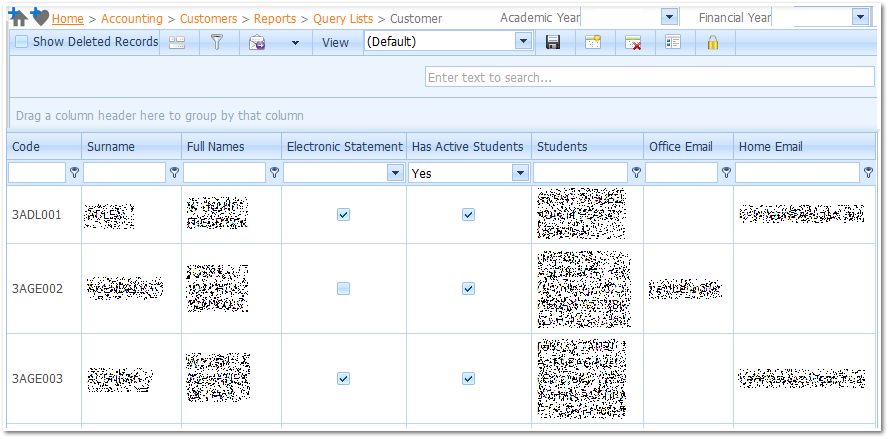 Customer Query List - Example