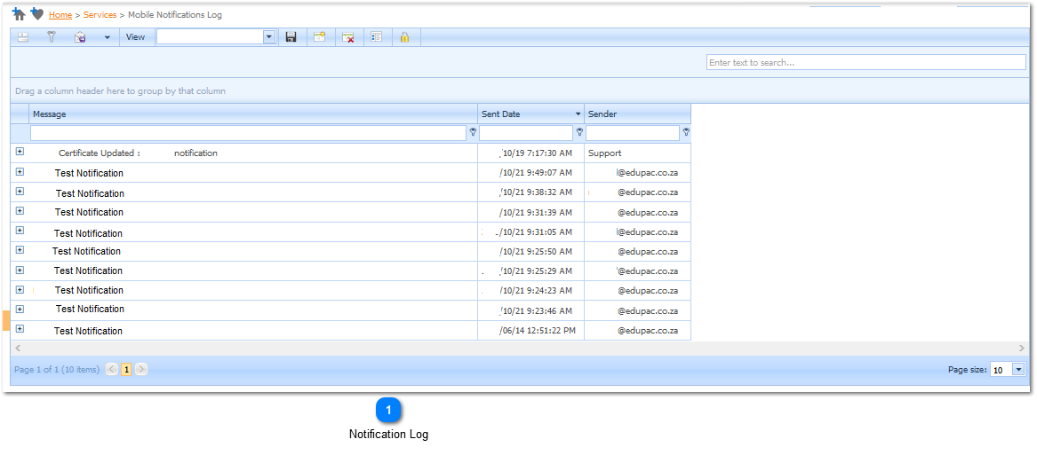 Mobile Notifications Log