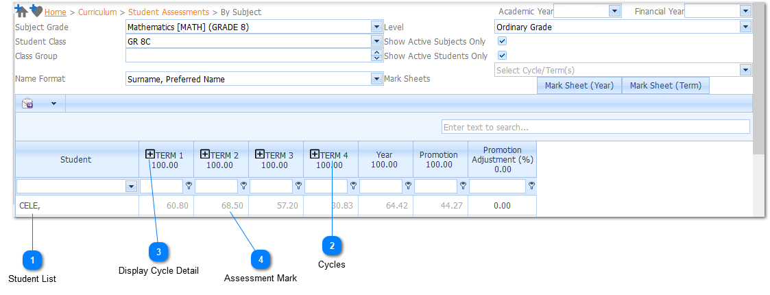 Student Assessment Example - Selection