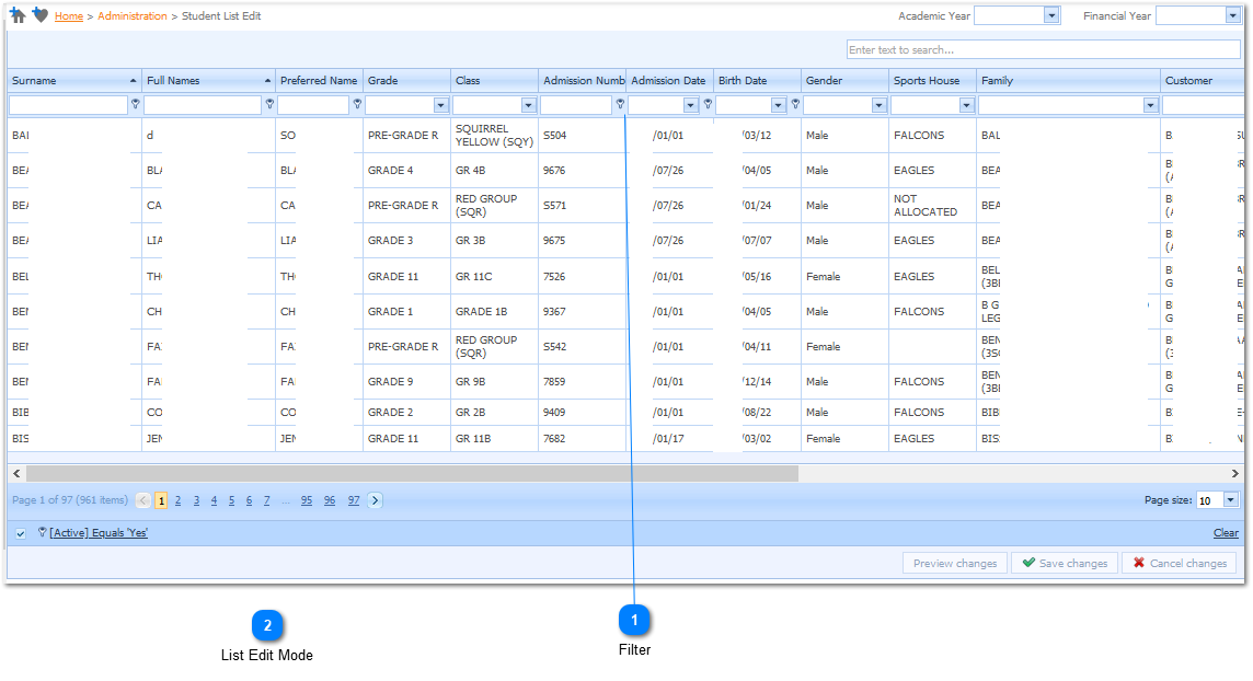 Student List Edit