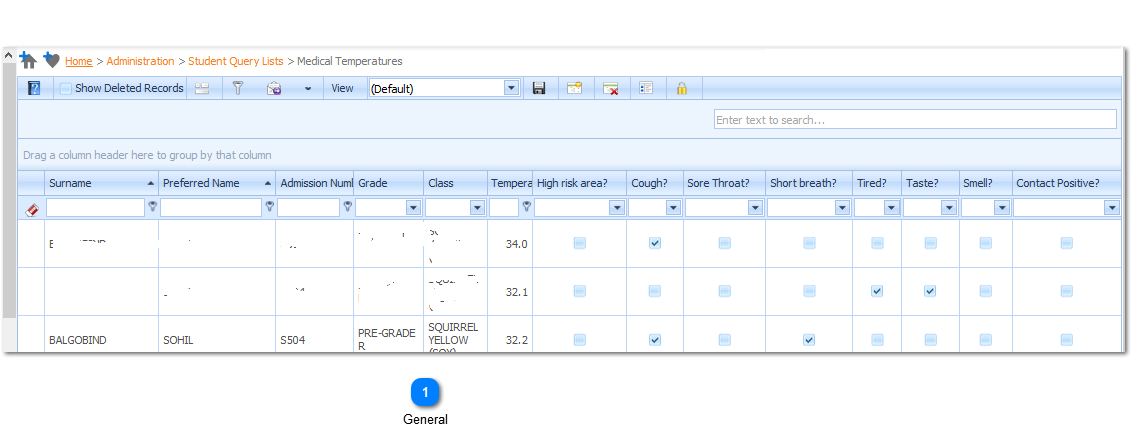 Student Temperature Query List