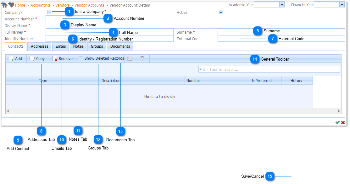 Vendor Account Details