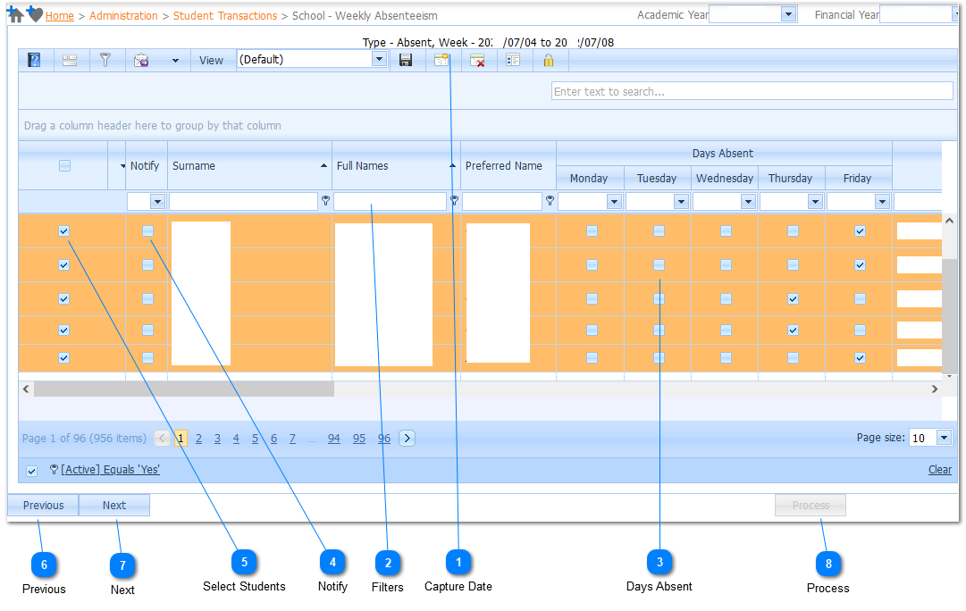 Weekly Absenteeism Capturing Page